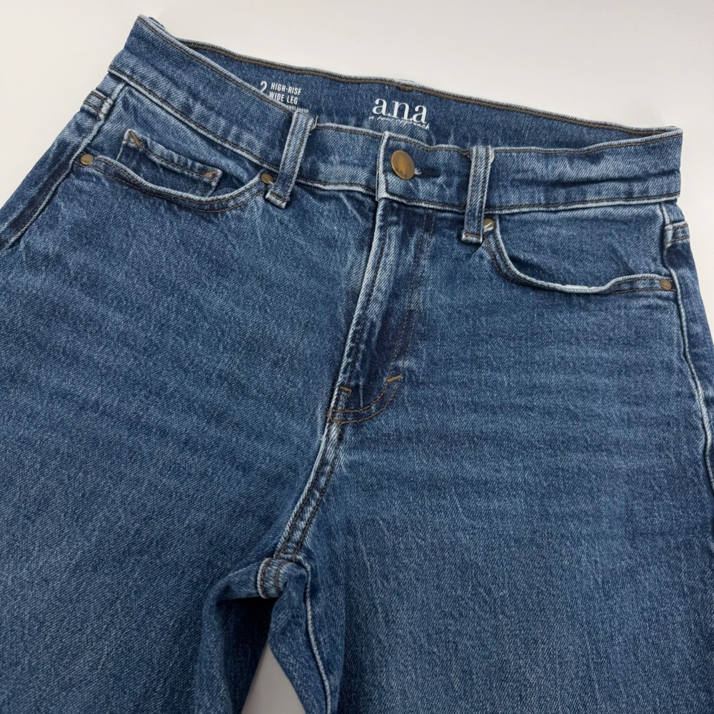 a.n.a Wide Leg Jeans Womens 2 Blue High Rise Denim Pants 76532-1